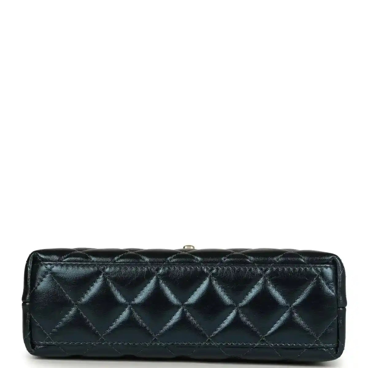 Metallic blue quilted Kelly shopper bag with top flap and gold hardware