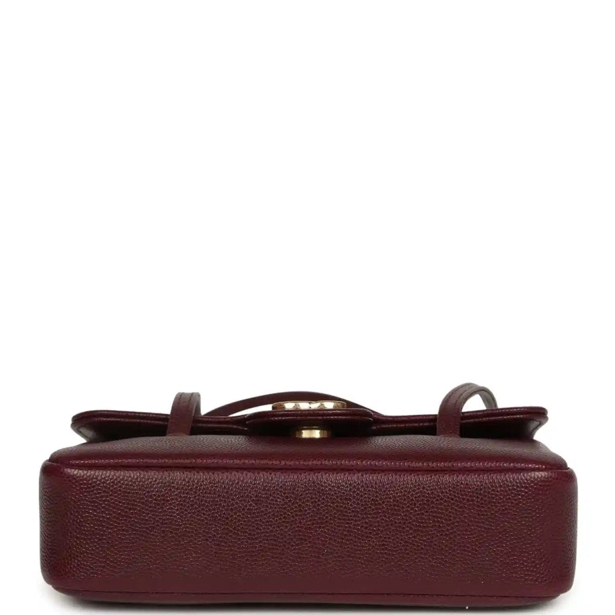 Mini clutch bag base in dark burgundy caviar leather with dual top handles