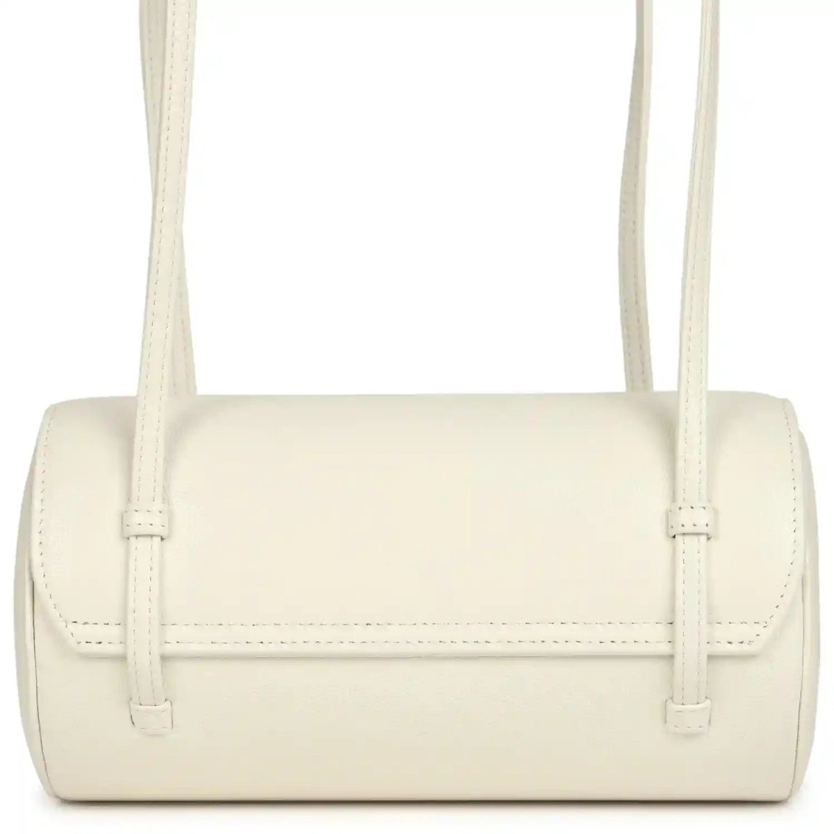 Chanel preppy bowling bag, white shiny caviar leather, front view with double handles