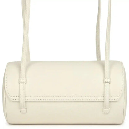 Chanel preppy bowling bag, white shiny caviar leather, front view with double handles