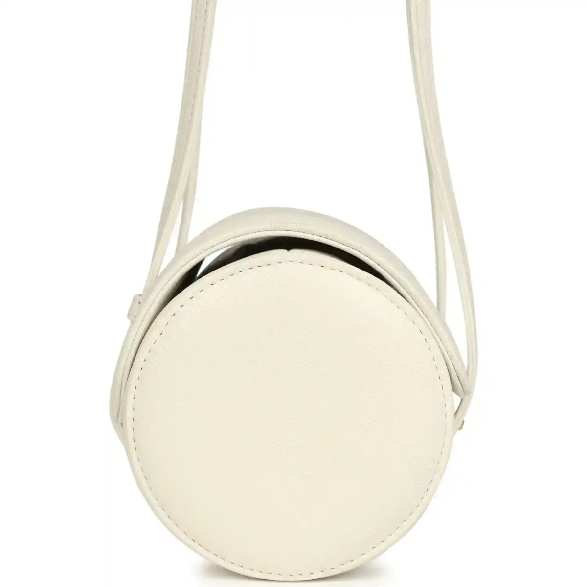 Chanel preppy bowling bag, white shiny caviar leather, rounded end with handle