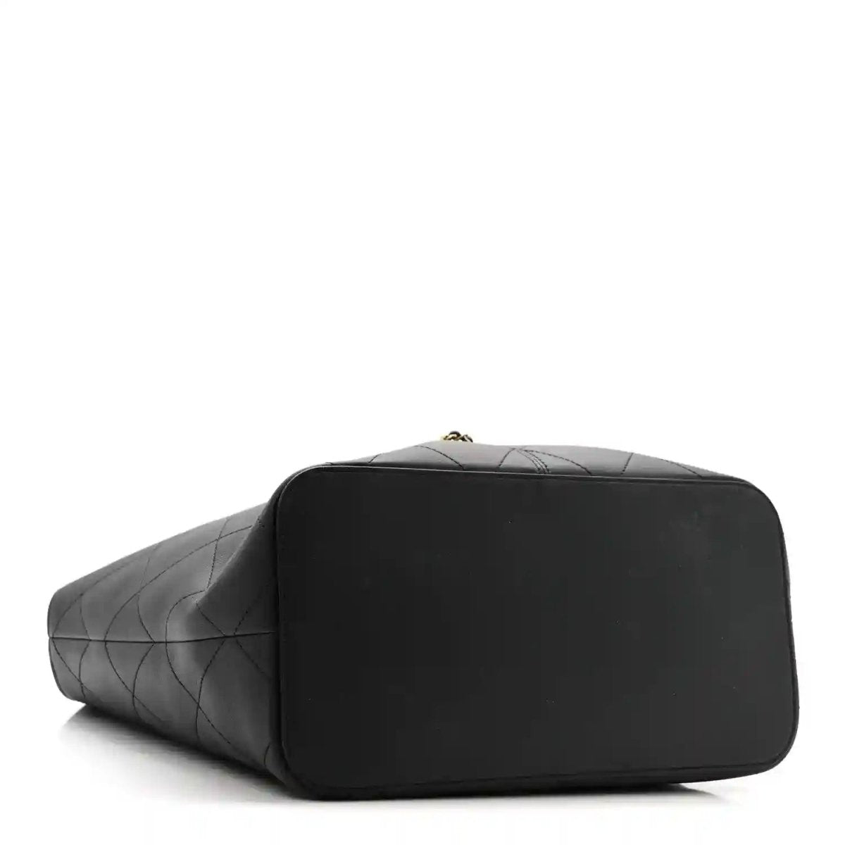 Chanel quilted calfskin tote bag, black, structured shape with stitched corners