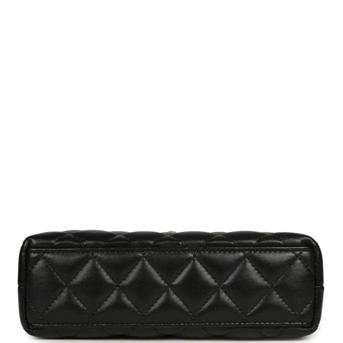 Chanel Kelly shopper bag back panel in black quilted leather with stitched leather edge