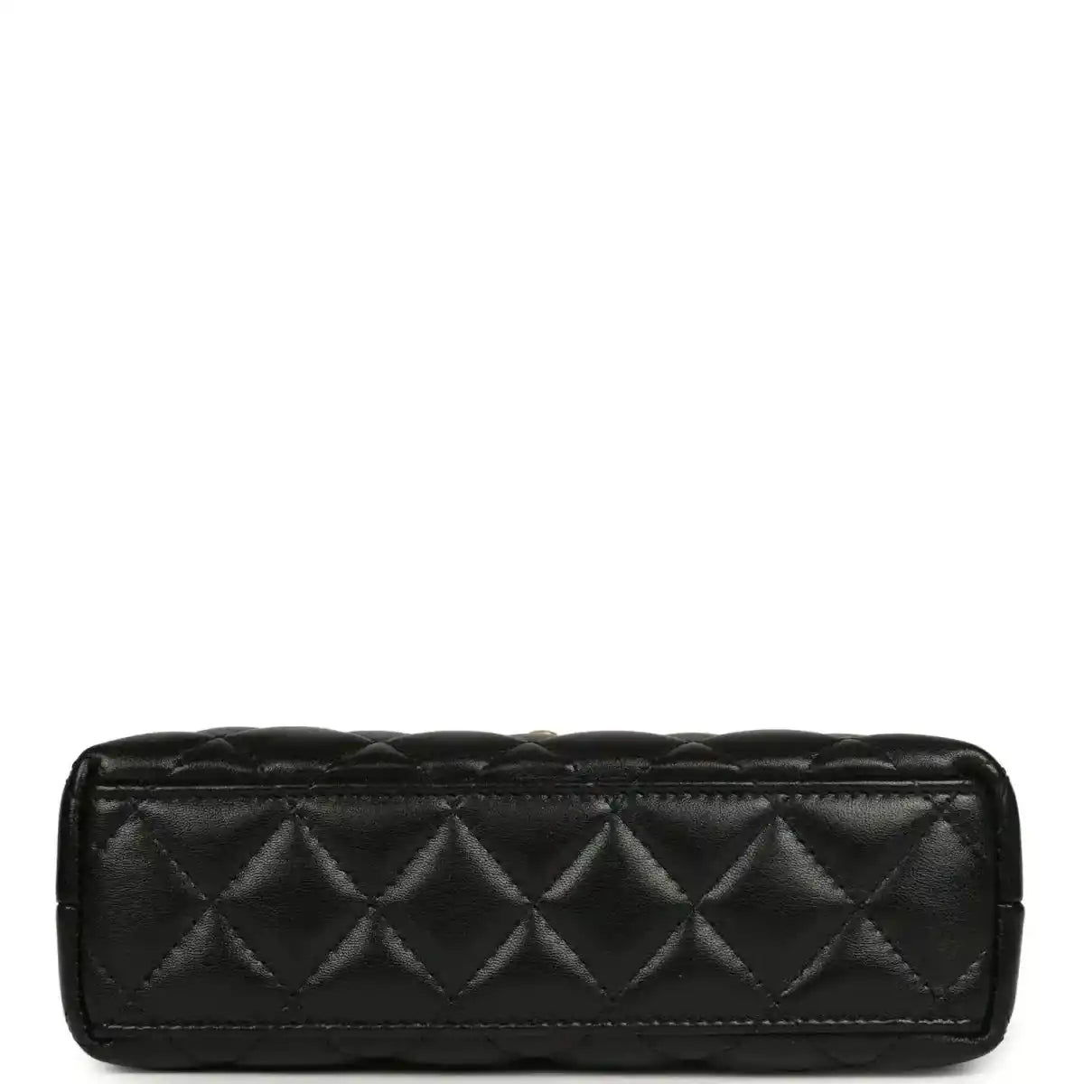 Chanel Kelly shopper bag back panel in black quilted leather with stitched leather edge