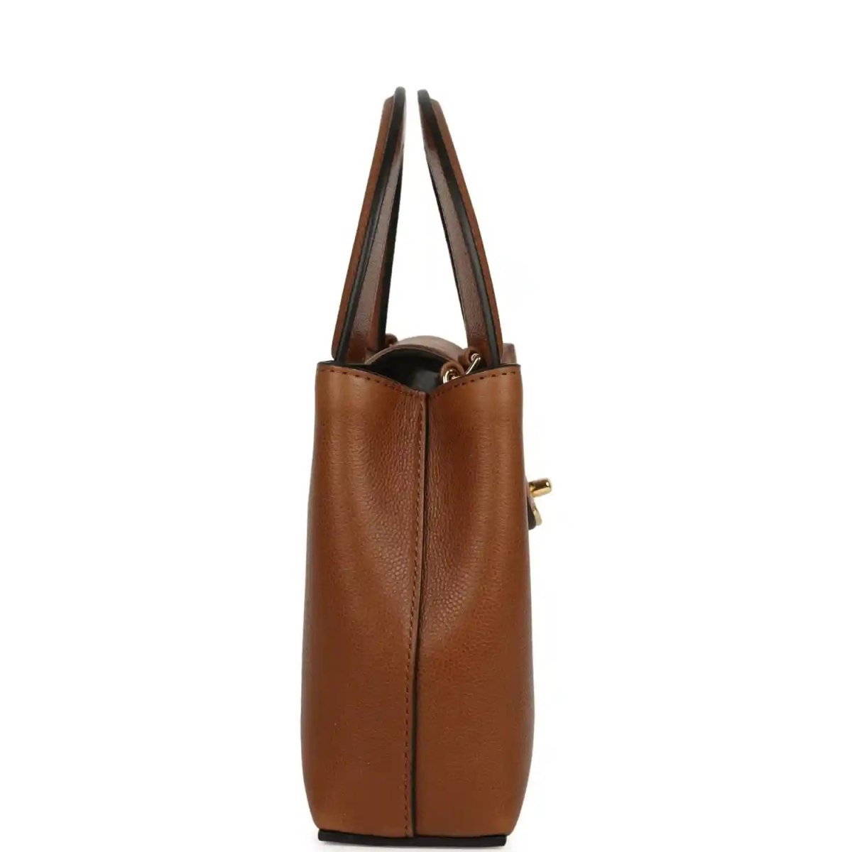 Chanel Small Kelly shopper bag in camel caviar leather, side view with twin handles