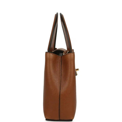 Chanel Small Kelly shopper bag in camel caviar leather, side view with twin handles