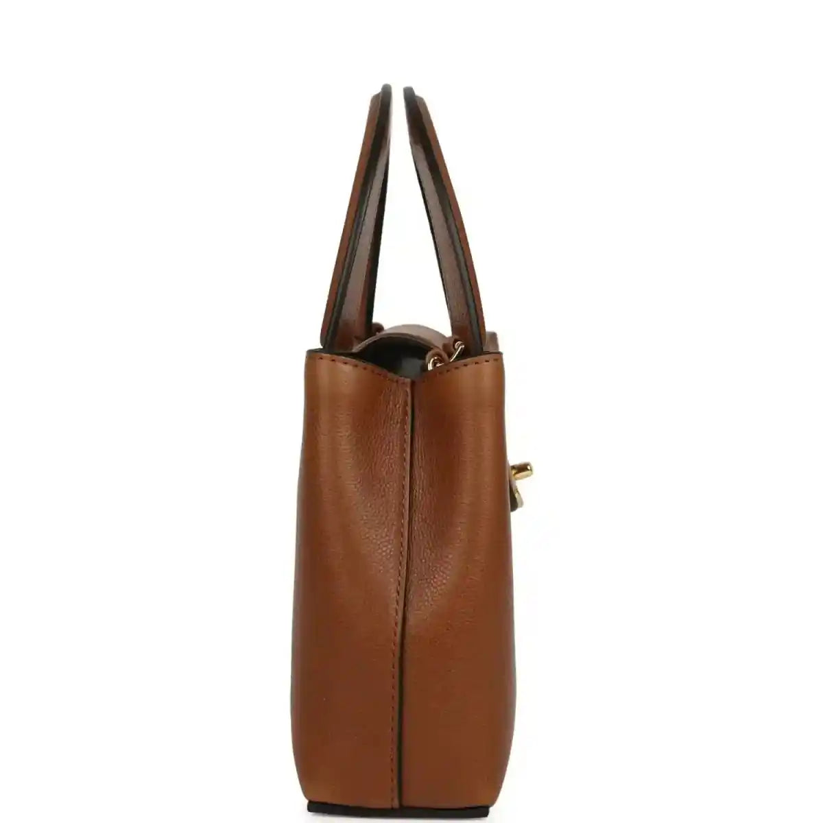 Chanel Small Kelly shopper bag in camel caviar leather, side view with twin handles