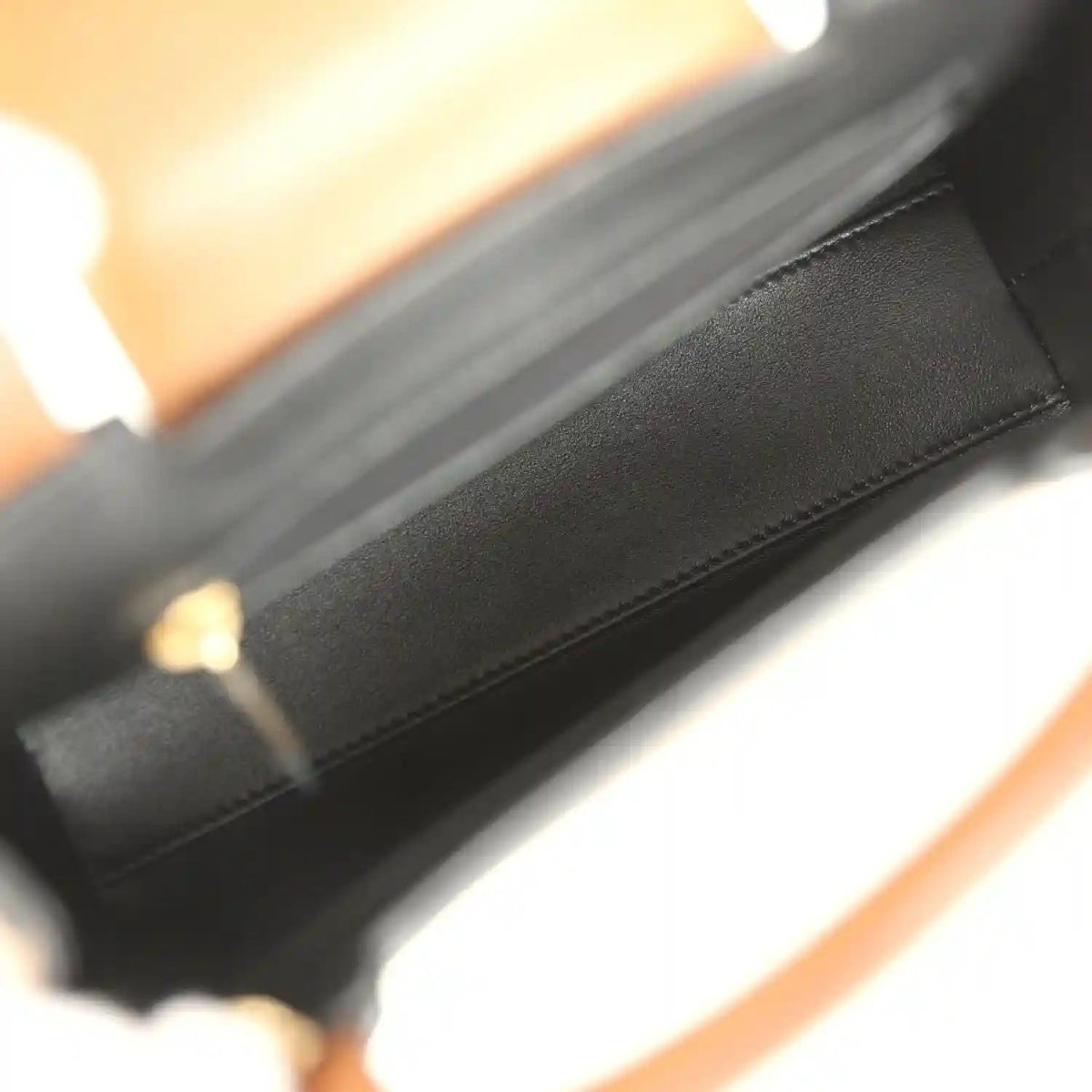 Dark interior lining of the Chanel Small Kelly shopper bag