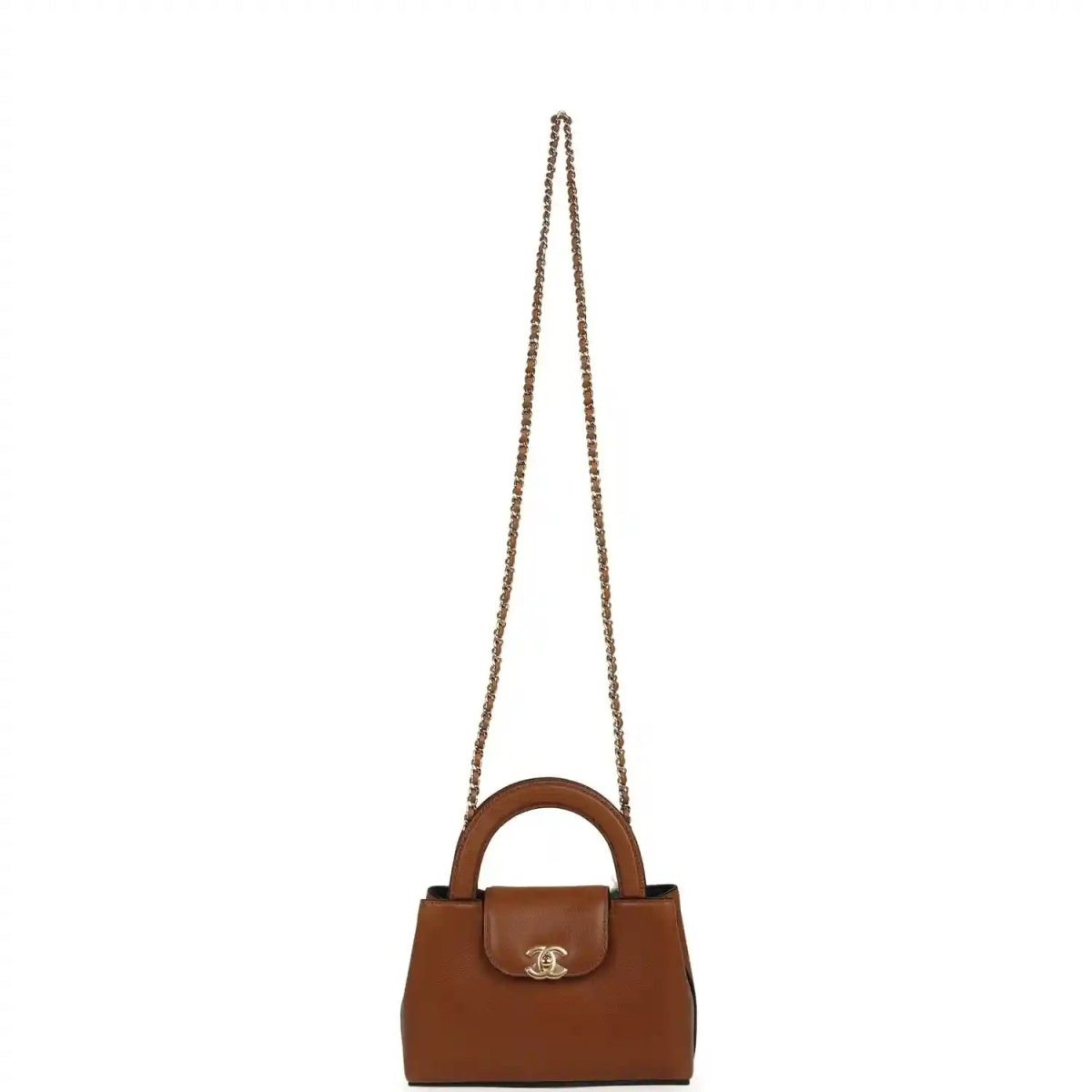 Chanel Small Kelly shopper bag in camel caviar leather with chain shoulder strap