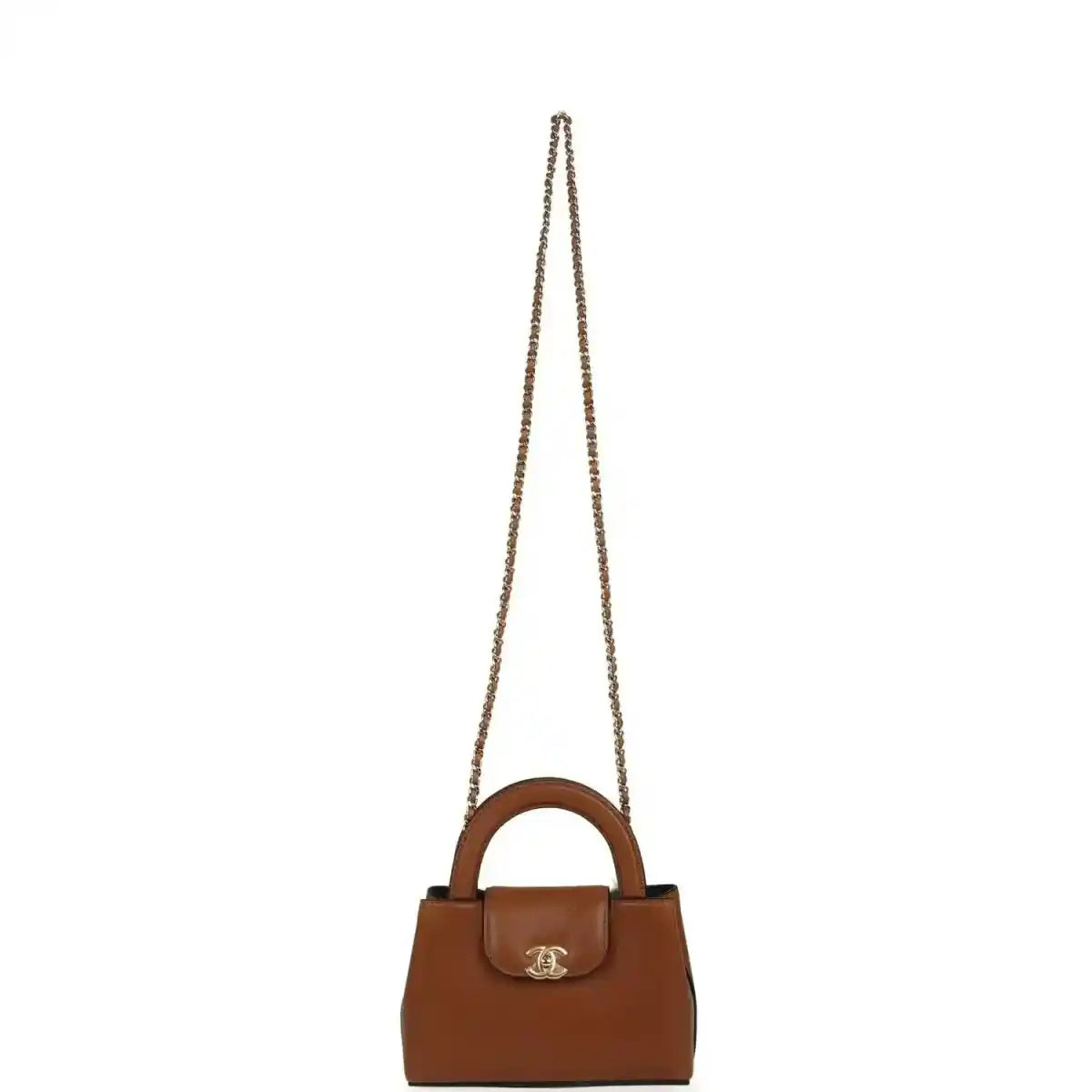 Chanel Small Kelly shopper bag in camel caviar leather with chain shoulder strap