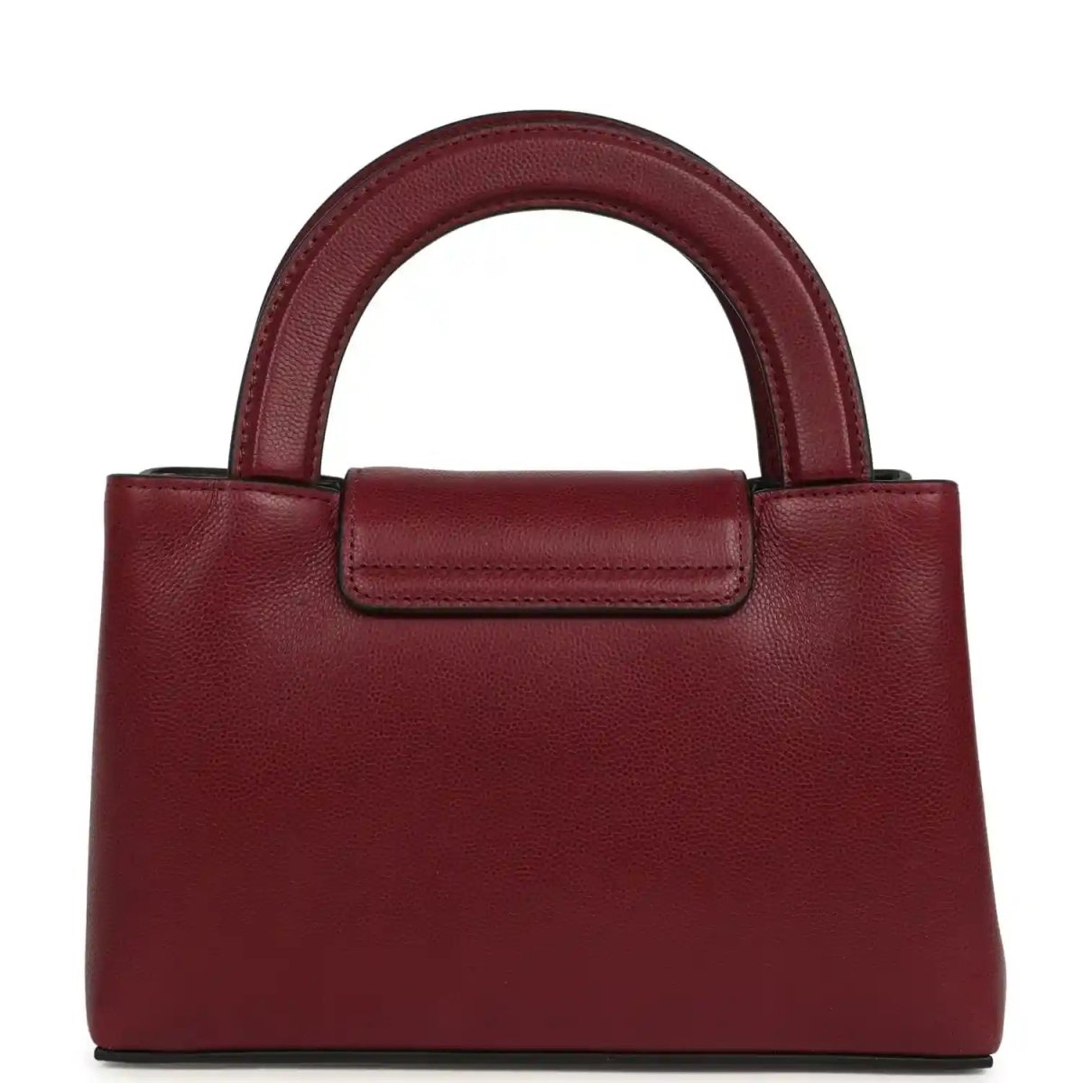 Dark burgundy caviar leather mini shopper bag with gold CC turn-lock and short top handle