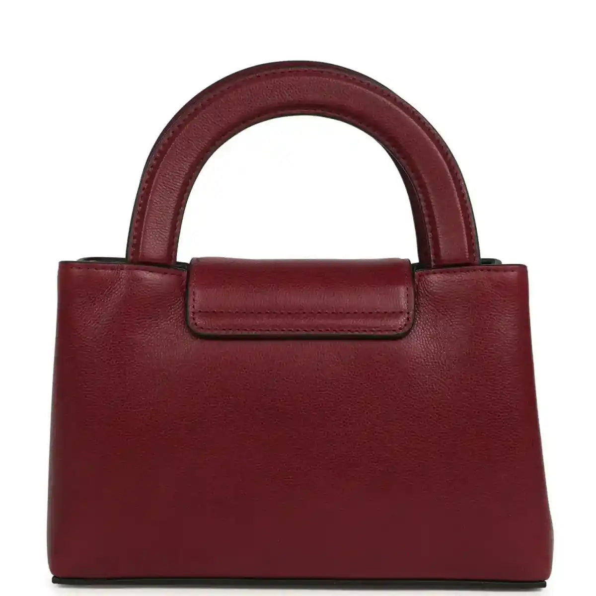 Dark burgundy caviar leather mini shopper bag with gold CC turn-lock and short top handle