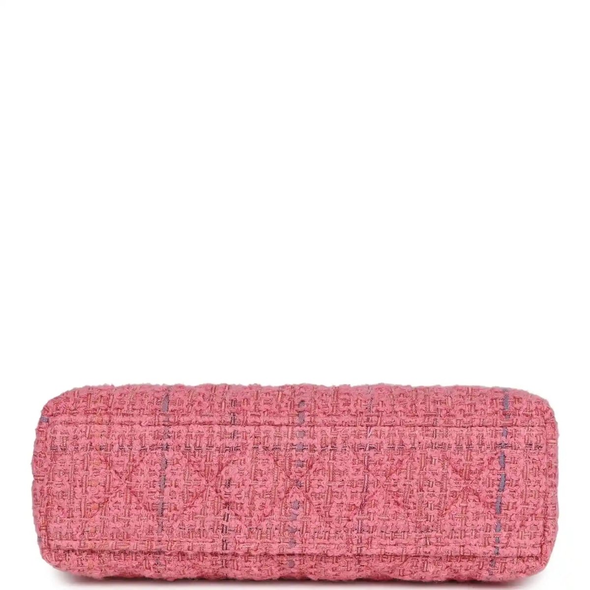 Pink tweed small shopper bag base with rounded silhouette