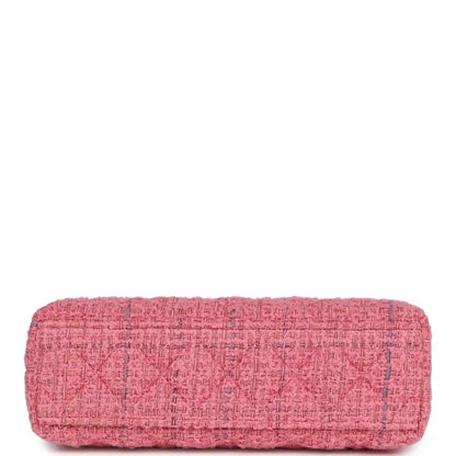 Pink tweed small shopper bag base with rounded silhouette