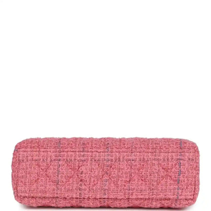 Pink tweed small shopper bag base with rounded silhouette