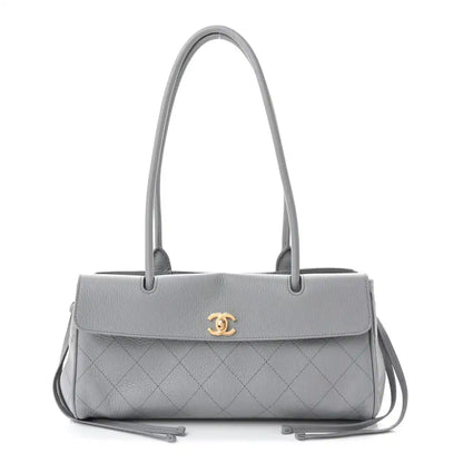 CHANEL small shopping bag, grey grained calfskin, quilted diamond pattern