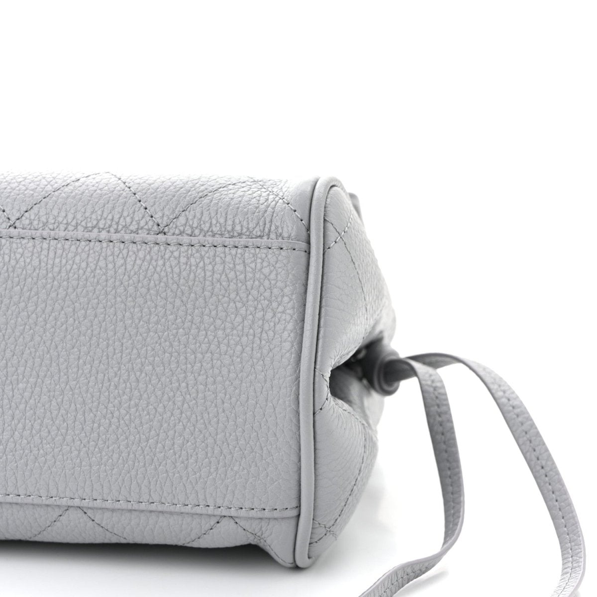 CHANEL small shopping bag, grey grained calfskin corner with leather strap loop