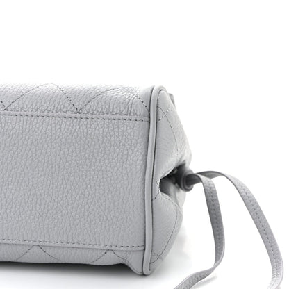 CHANEL small shopping bag, grey grained calfskin corner with leather strap loop