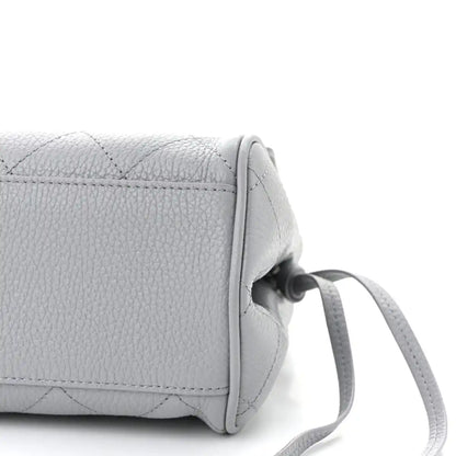 CHANEL small shopping bag, grey grained calfskin corner with leather strap loop