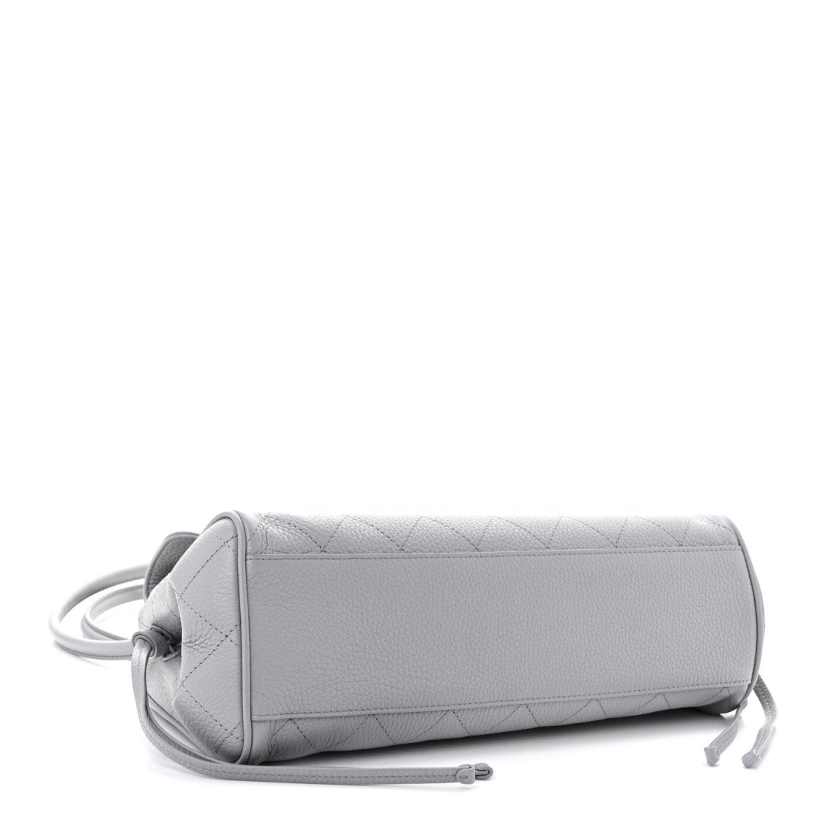 CHANEL small shopping bag, grey grained calfskin, flap top and shoulder strap
