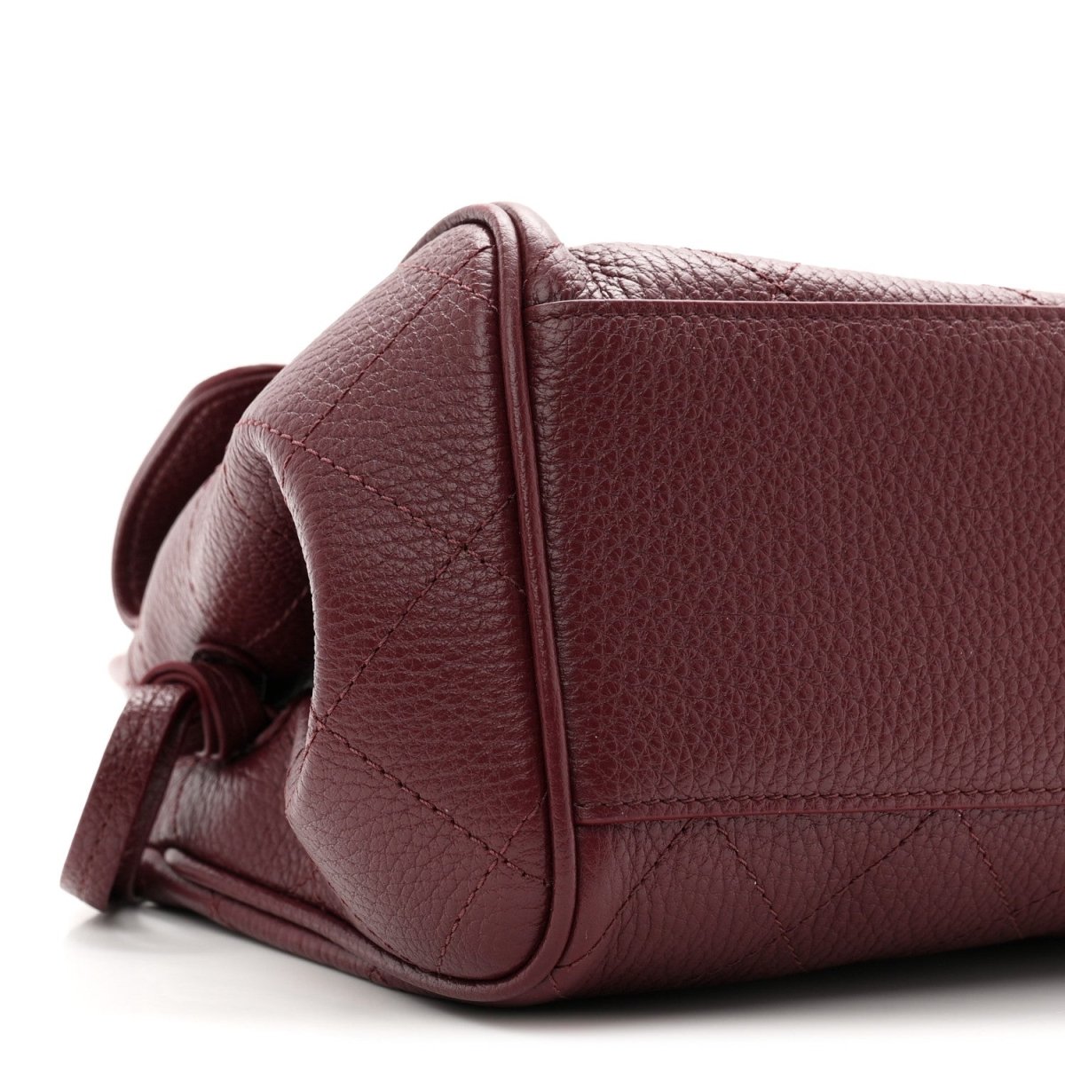 Chanel burgundy grained calfskin small shopping bag side seam and rolled handle