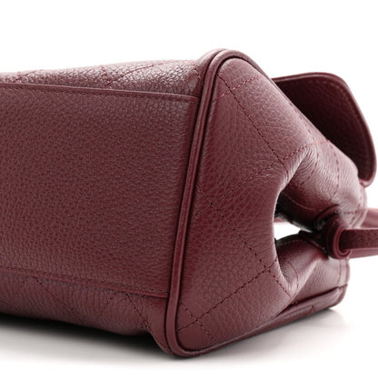 Chanel burgundy grained calfskin small shopping bag corner with reinforced seam