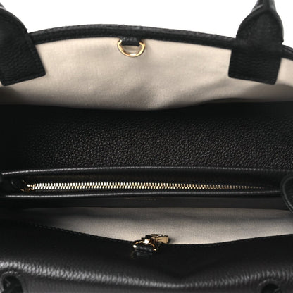 Chanel black small shopping bag interior with zip pocket and gold hardware