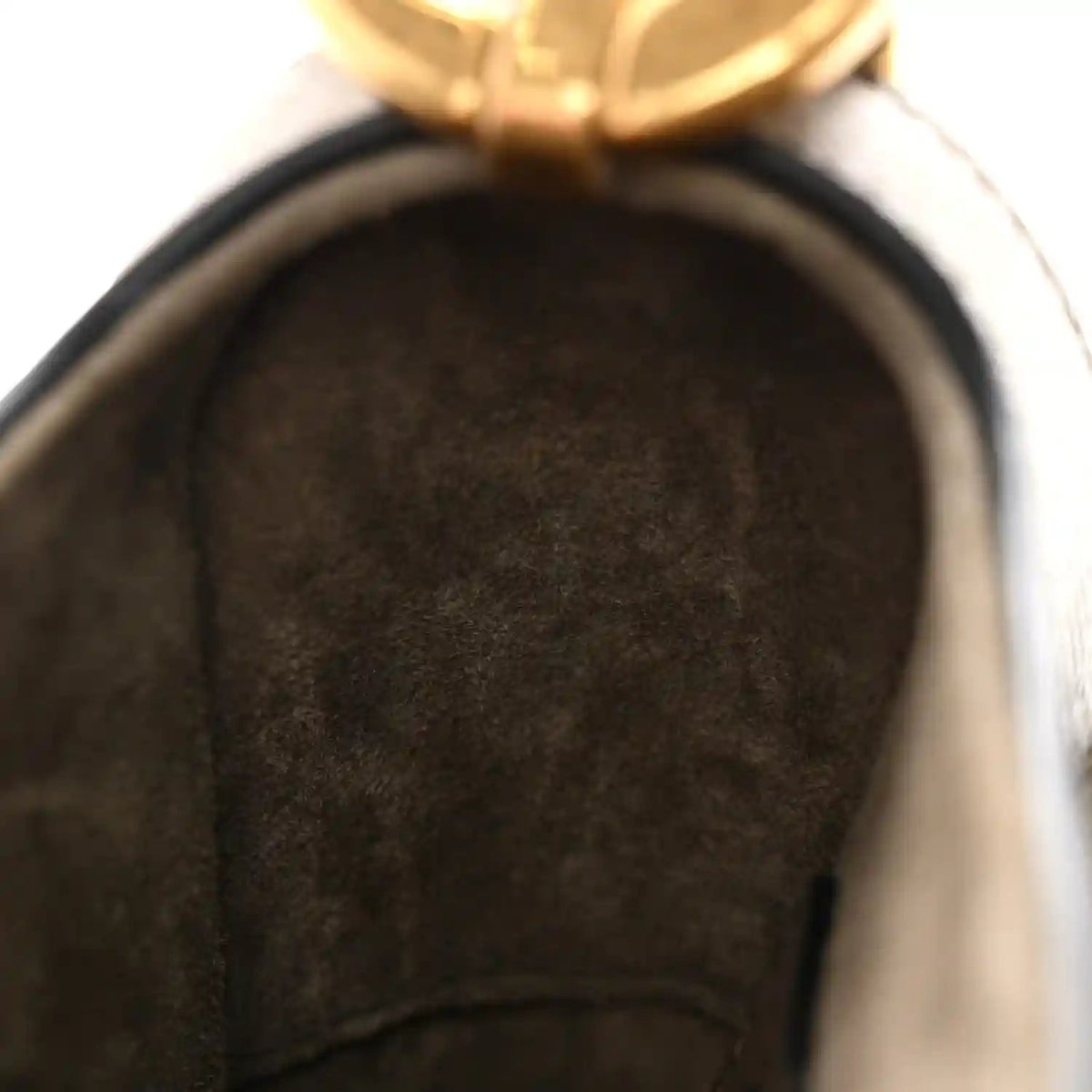 Saddle bag interior with dark suede lining