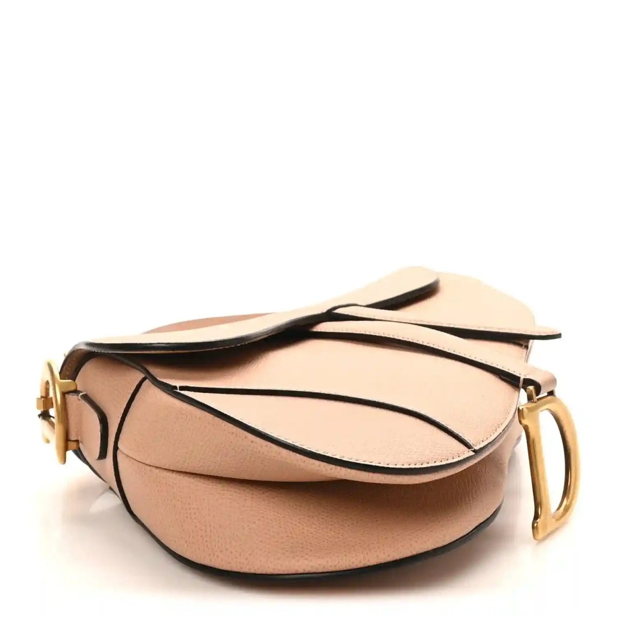 Christian Dior light pink grained calfskin saddle bag with gold-tone flap hardware