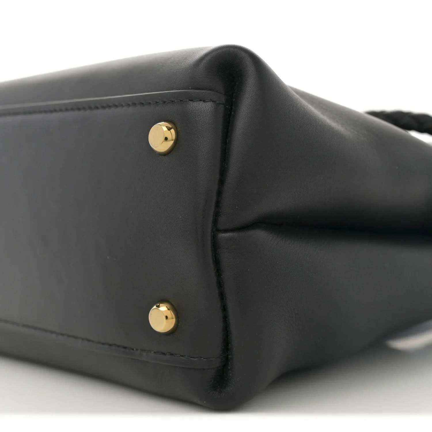 Small Ciao Ciao shoulder bag in black silky calfskin, gold snap detail