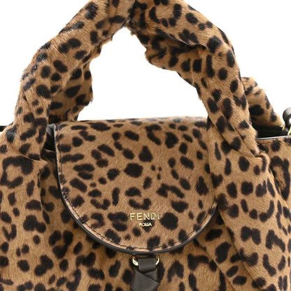 Leopard-print mini spy bag front with curved flap and FENDI Roma logo.