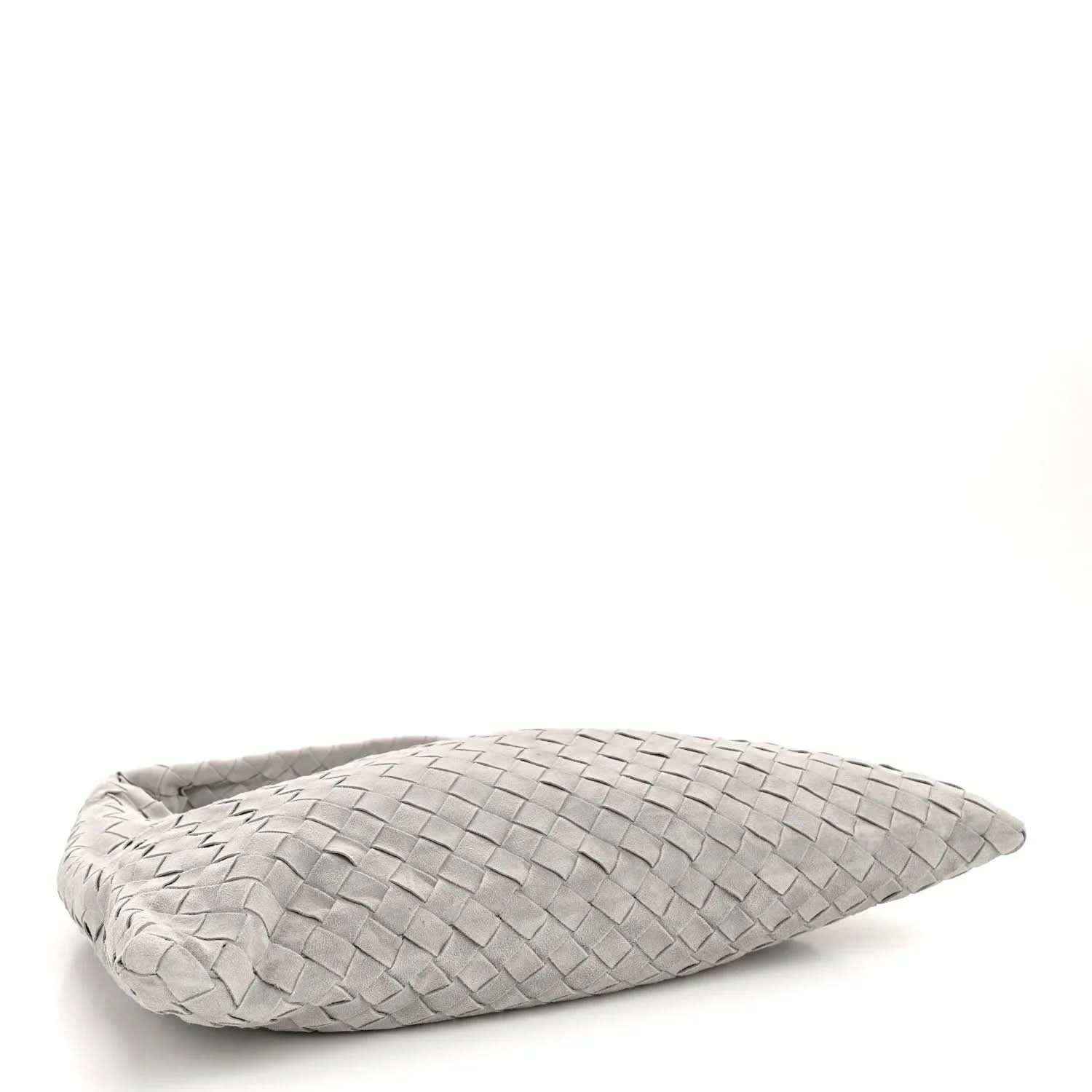 Sterling grey suede intrecciato hobo bag with braided woven texture