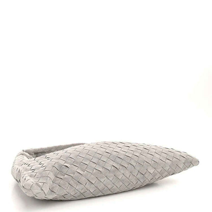 Sterling grey suede intrecciato hobo bag with braided woven texture