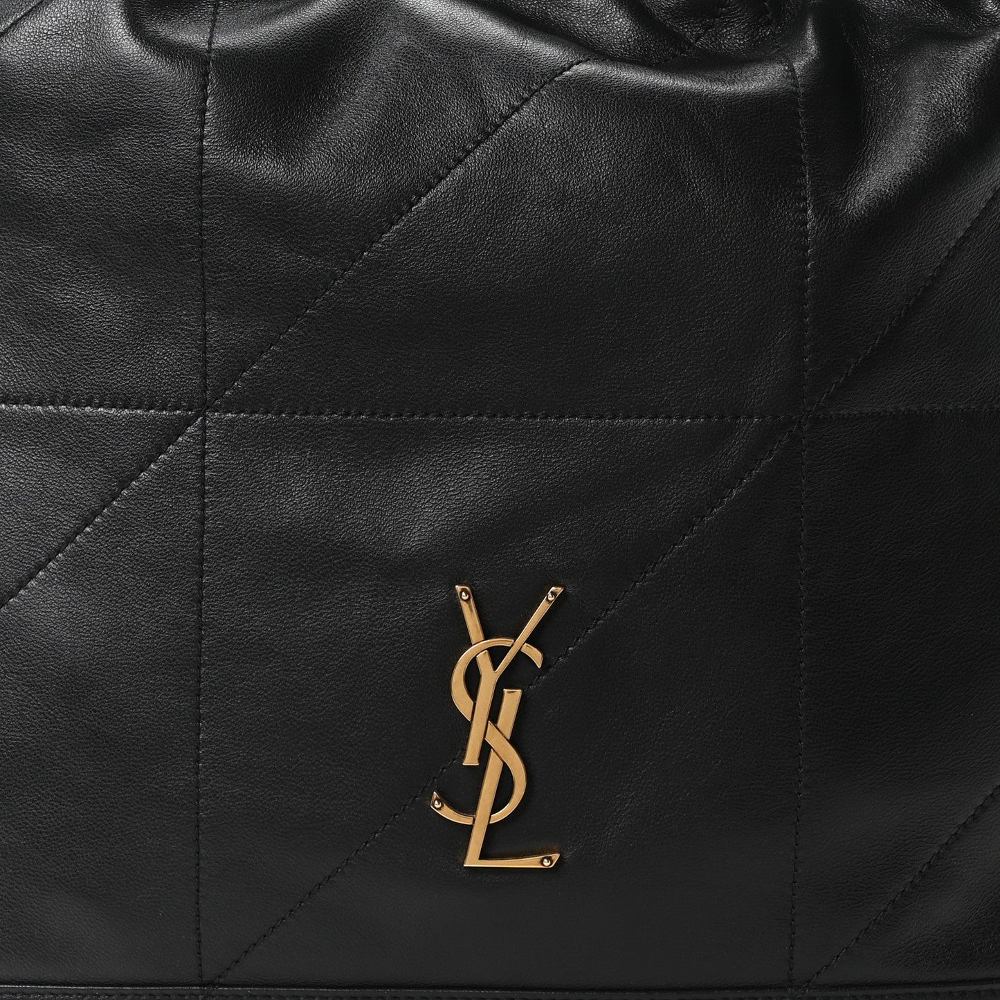 Black quilted leather front with gold YSL monogram