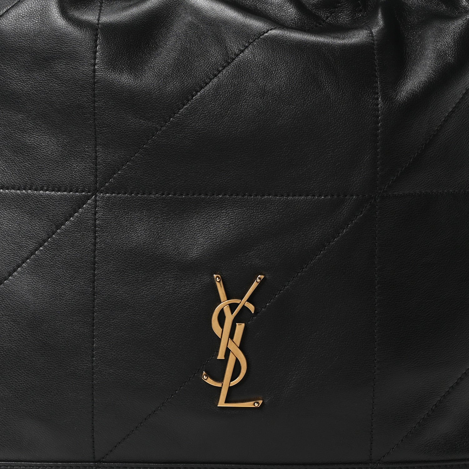 Black quilted leather front with gold YSL monogram