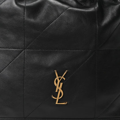 Black quilted leather front with gold YSL monogram
