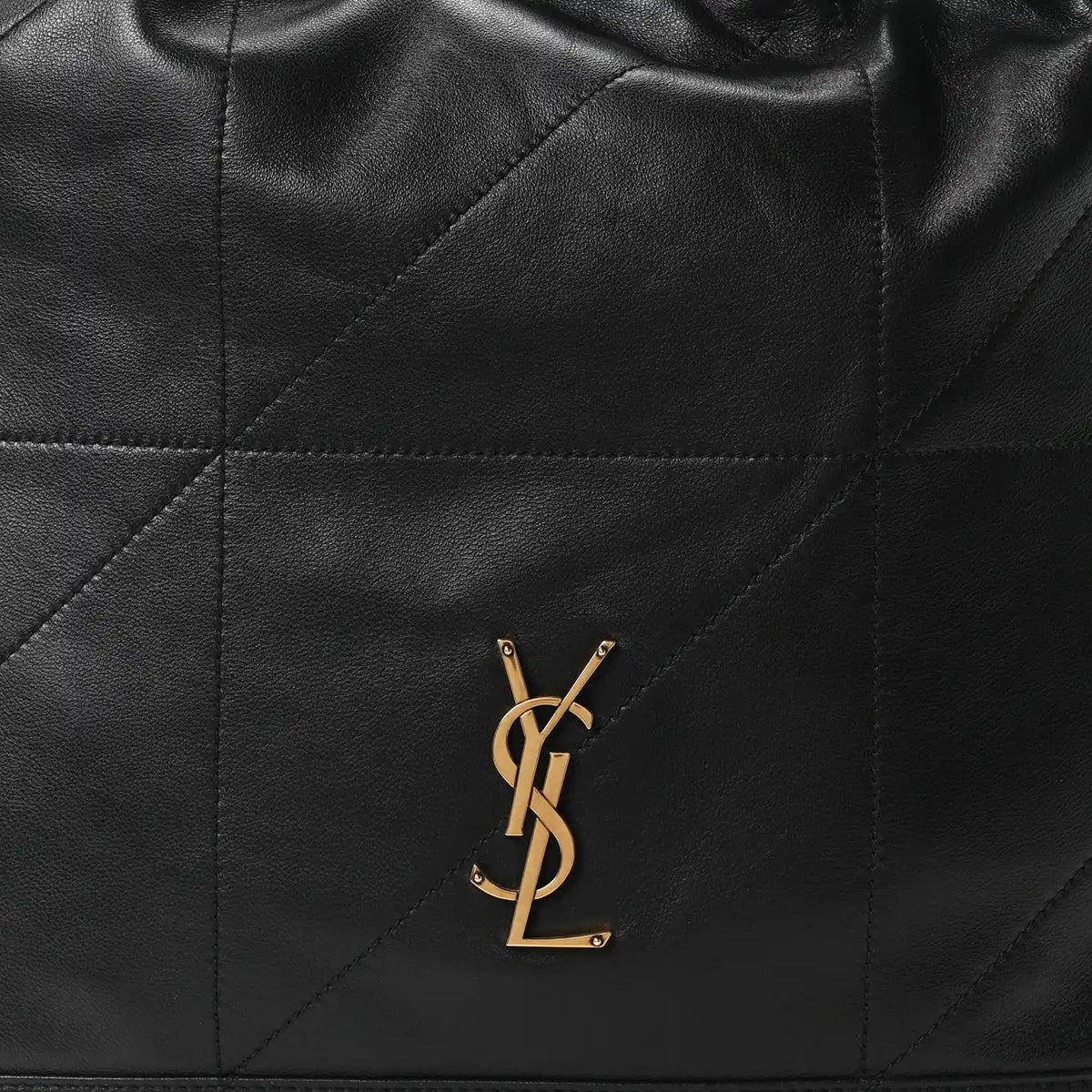 Black quilted leather front with gold YSL monogram