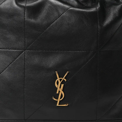 Black quilted leather front with gold YSL monogram
