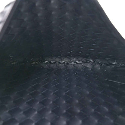 Close-up of dark woven nappa leather texture on the bag