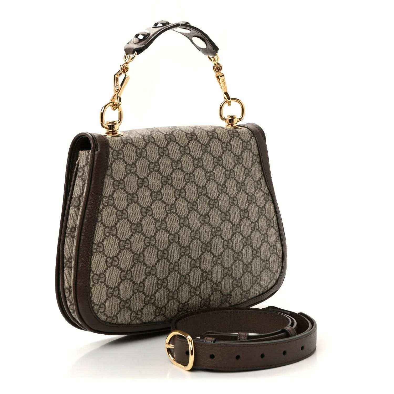 Medium GG Supreme monogram top-handle bag with adjustable strap and gold-tone hardware