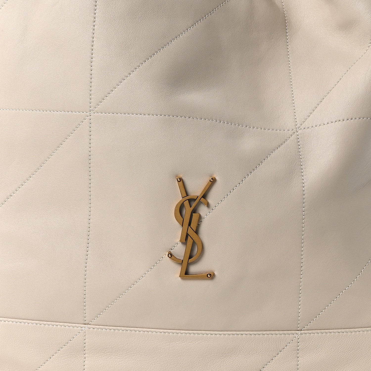 Off-white quilted lambskin pouch with gold YSL monogram front