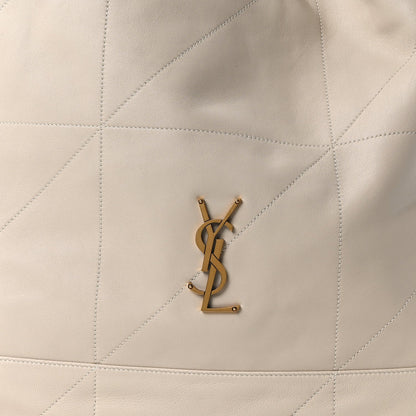 Off-white quilted lambskin pouch with gold YSL monogram front