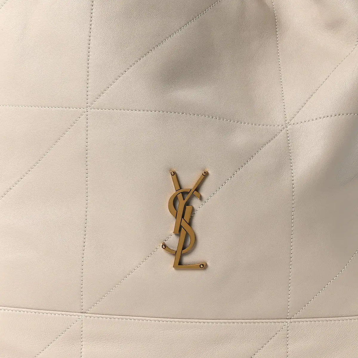 Off-white quilted lambskin pouch with gold YSL monogram front