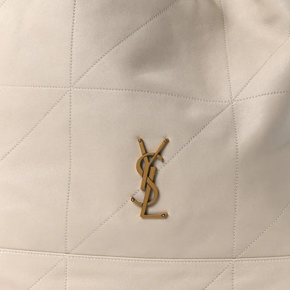 Off-white quilted lambskin pouch with gold YSL monogram front