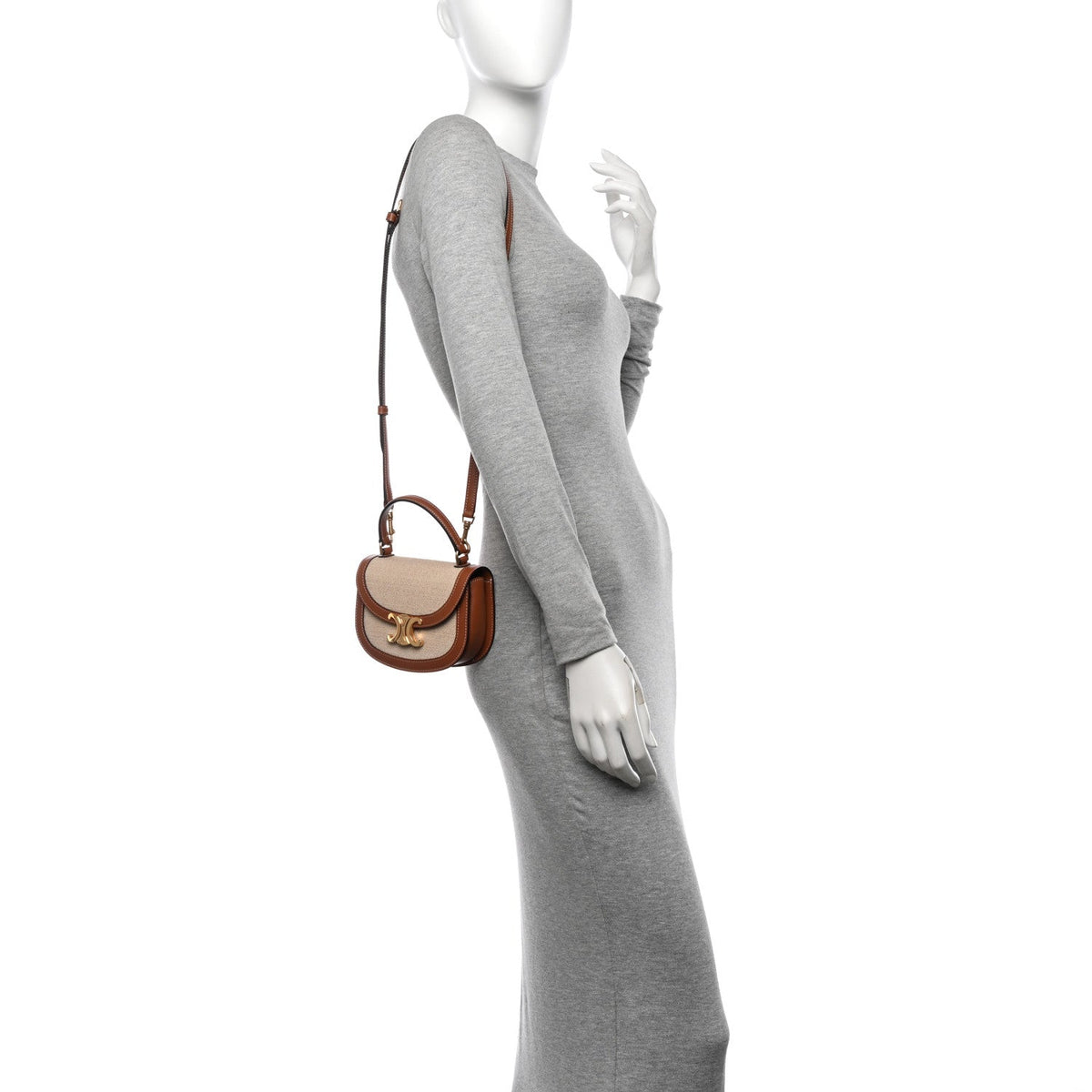 Mini Shoulder Bag Canvas Leather