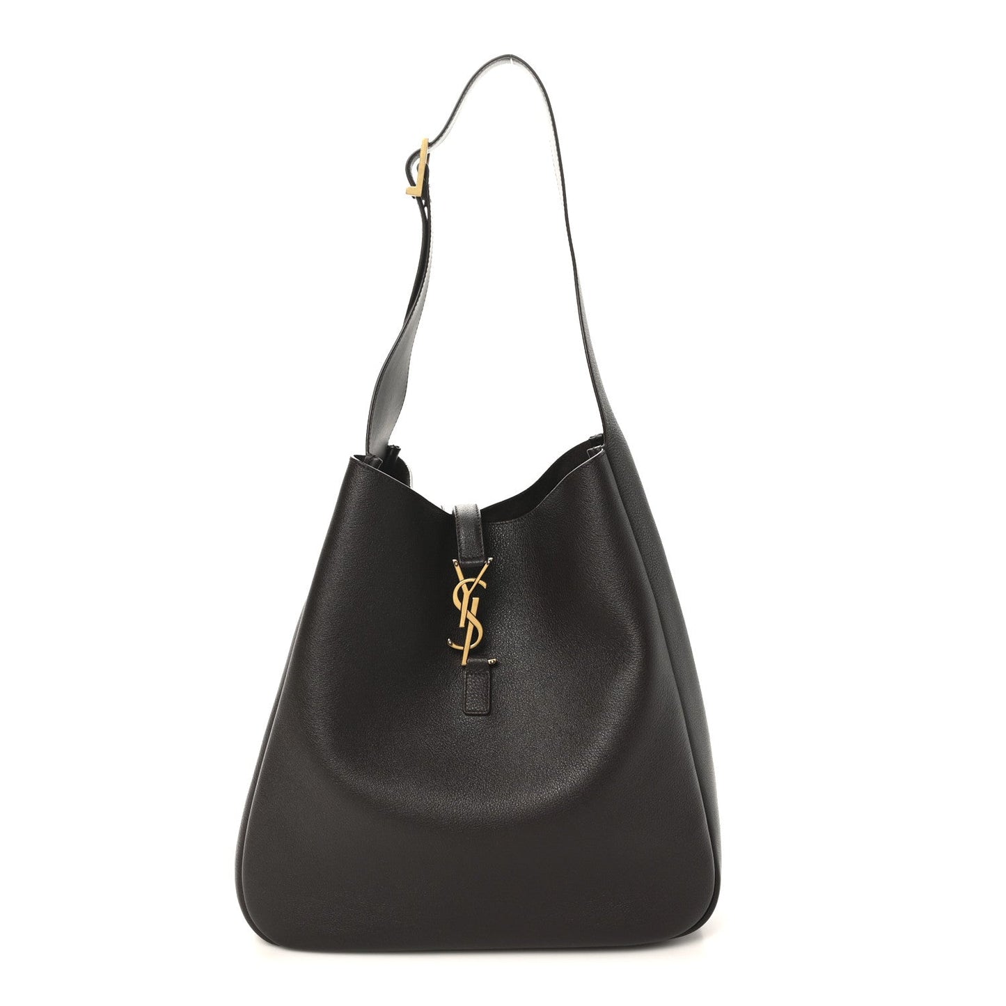 Large soft hobo bag in dark leather, curved silhouette with top handle