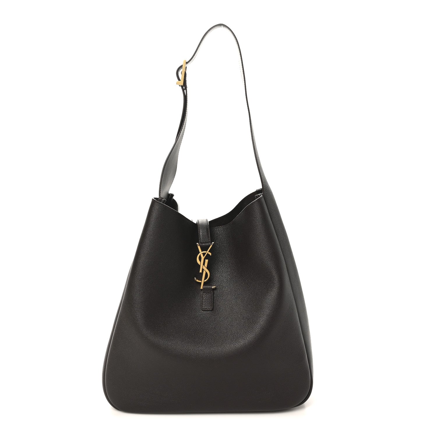Large soft hobo bag in dark leather, curved silhouette with top handle