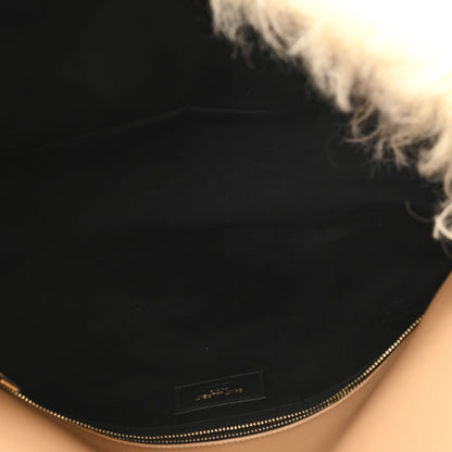 SAINT LAURENT shearling bag lining, black interior with zipper and logo patch