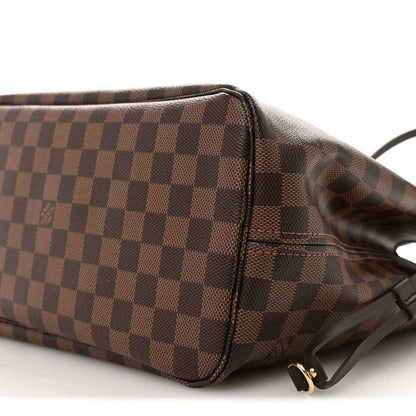 Damier Ebene cosmetic pouch end with zip pull and adjustable strap clasp