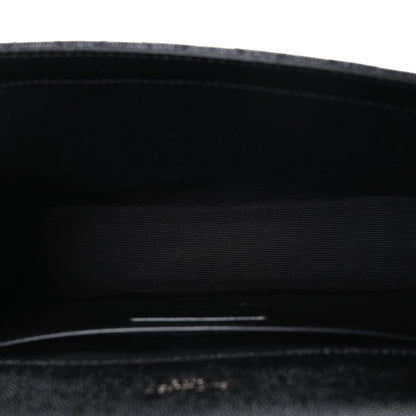 Saint Laurent black satchel interior pocket with smooth lining and stitched edges